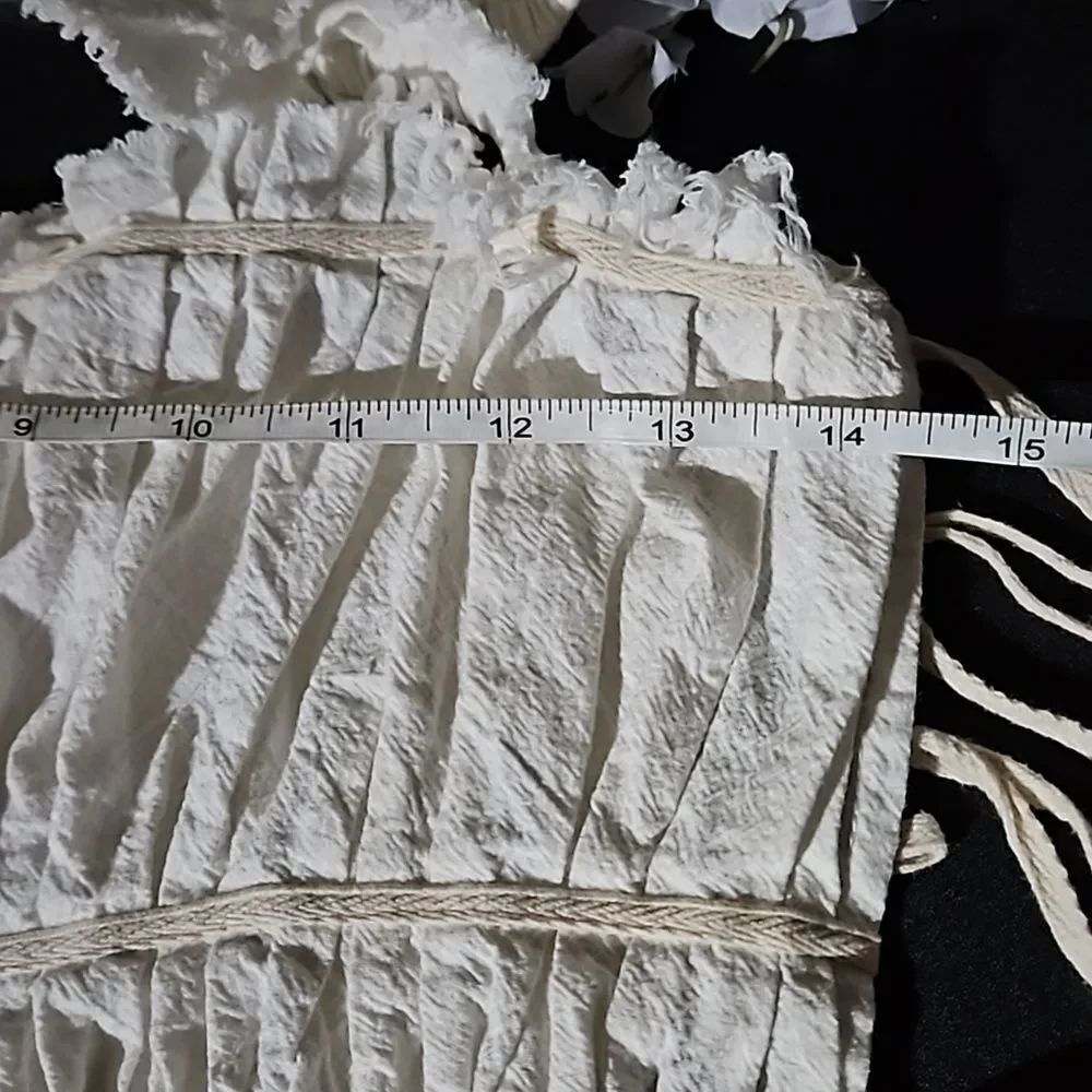 Free People 100% Cotton White Hi-Lo Rouched Bodice 3 Side Ties Crop Top